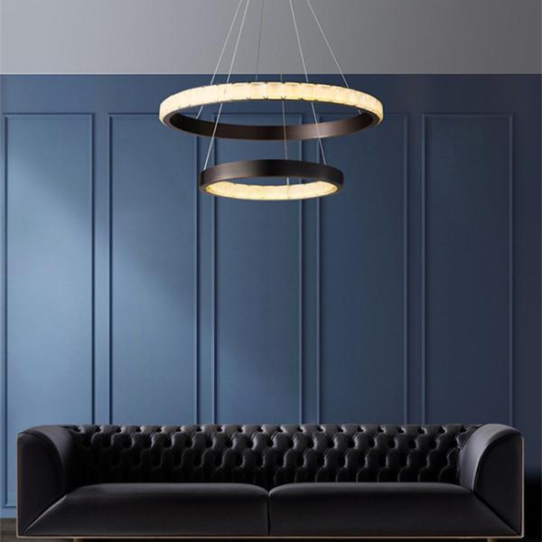 Titanium Gold Crystal Pendant Ceiling Light Stainless Steel Square