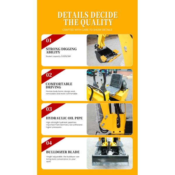 Good Quality Crawler EPA CE Excavator 1 Ton Mini Excavator 1.2 Ton 1.8 Ton 2 Ton Digger Flail Mower for Sale