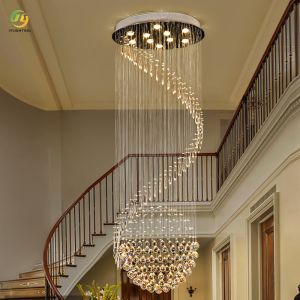 JYLIGHTING Duplex Home Staircase Crystal Chandelier Hotel Villa Spiral Simple