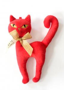 China Red Color Soft Plush Toys Cat Shape 100% Polyester Filling Material on sale