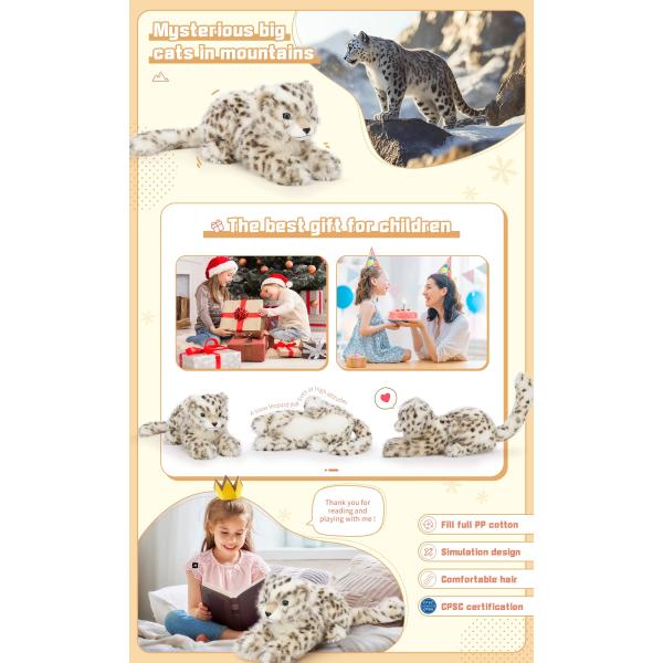 Soft Plush Snow Leopard Stuffed Animal Customizable Children's Party Accessory Cotton Material Fun Lion Star Monkey Bag