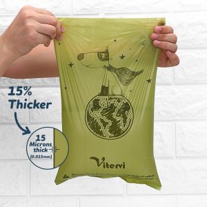 100 Biodegradable Dog Poop Bags , Biodegradable Cat Litter Waste Bags