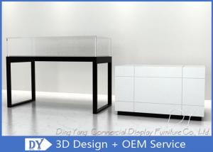Quality Glossy White Glass Jewelry Counter Display / Jewelry Showcases for sale
