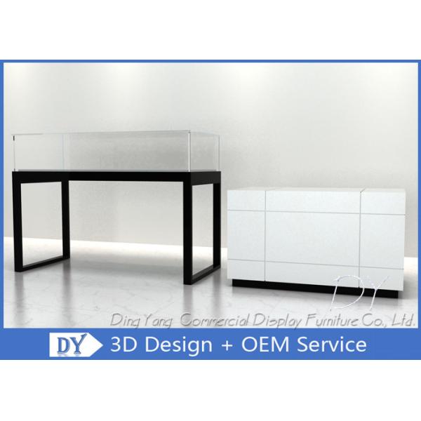 Buy Glossy White Glass Jewelry Counter Display / Jewelry Showcases at wholesale prices