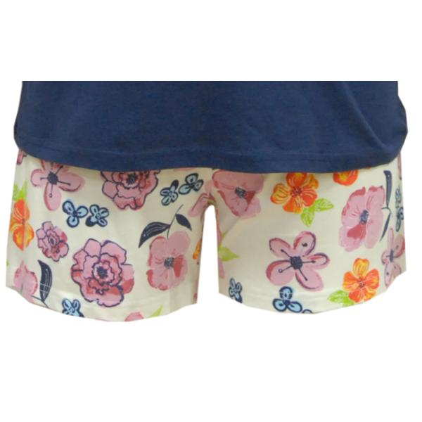 Leisure Ladies Loungewear Sets Solid Short Sleeve Top + Floral Shorts
