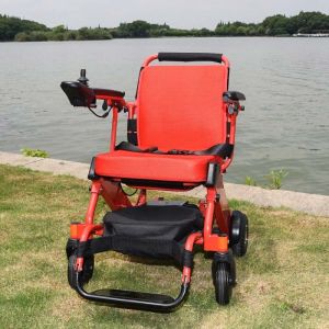 Red Lightweight Compact Wheelchair Foldable Maximum 6km/H