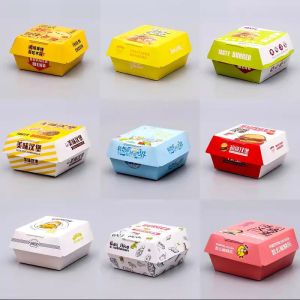 Wholesale customized hamburger boxes eco-friendly and recyclable fast food