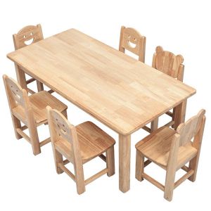Wood Kindergarten Classroom Furniture Tables With Safety Rounded Edge