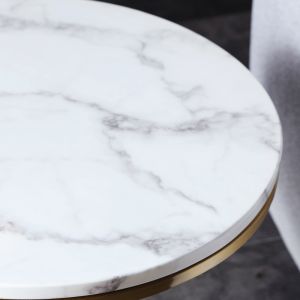 SEDIA Metal Sofa End Table With Marble Top Smooth Surface
