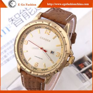 CURREN Watch Genuine Leather Band Sports Watch Rose Gold Case Chrometer Date