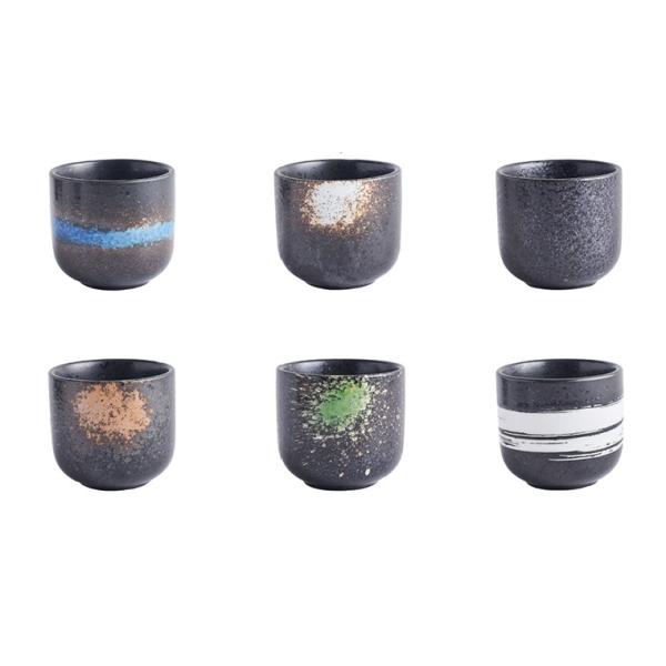 Straight Black Porcelain Tea Cups