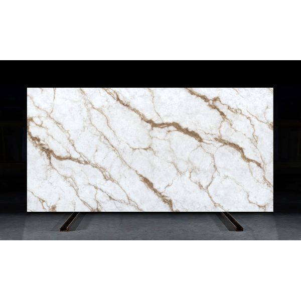 Buy OLK1004G Multi Colors Background With Calacatta Gold New Collection Vain To Full Body Printed Quartz Stone at wholesale prices