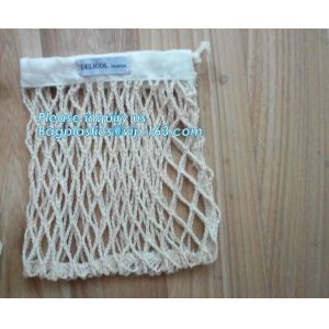 travel Cotton Reusable Net Shopping Tote String Bag Organizer, Sturdy Mesh