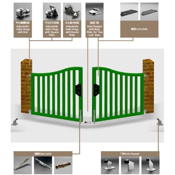 Galvanized Steel Round Head Adjustable Gate Hinge With Long Tube