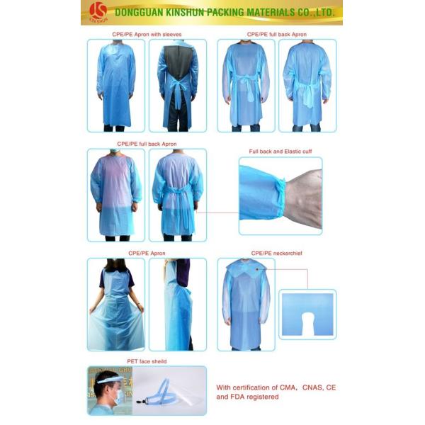 Isolation gown for outside protection disposable CPE plastic apron used in clinic in hospital, liquid proof