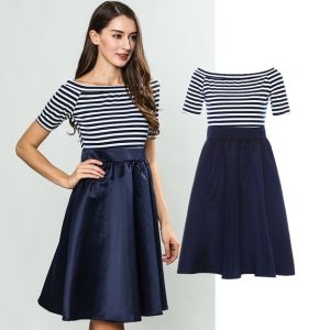 2019 newest style woman fashion dress with satin skirt