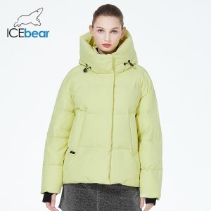 Undetachable White Puffer Jacket Women Yellow Puffer Jacket Polyester Filling