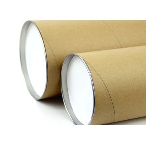 Kraft Paper Poster Tube Packaging , Strech Iron Cap Cylinder Boxes