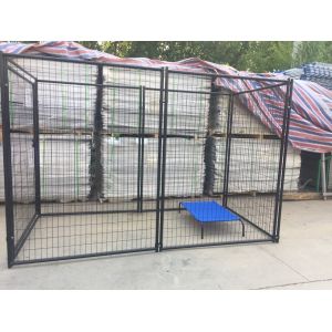 Powder Coating Welded Metal Dog Kennels For Large Dogs Black Color Easy Install