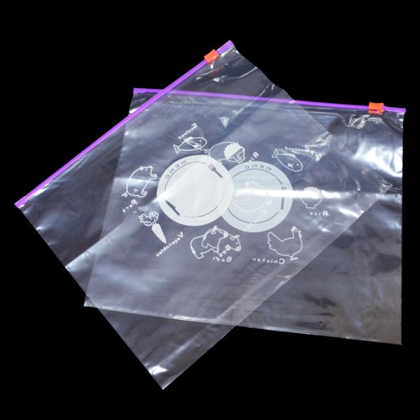 slider zipper bag with white printing for food storage, Shopping / Food / Snacks / Vegetables / Coffee / Gifts / Clothes