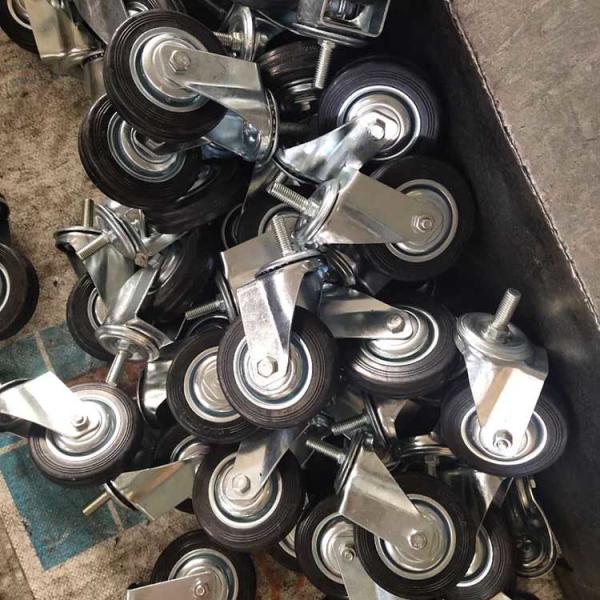 Buy 85mm Rubber Casters Swivel Threaded Stem 110lbs Capacity at wholesale prices