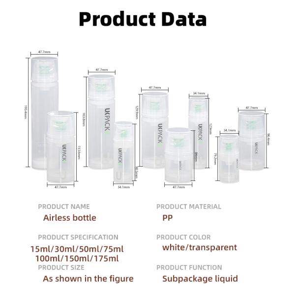 Recyclable Mono Material Airless Bottle 15ml 30ml 50ml 75ml 100ml 120ml 150ml 200ml