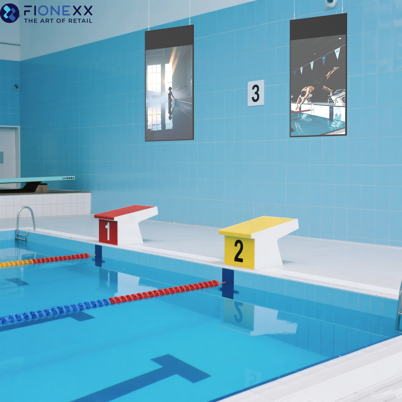 49inch Hanging Digital Signage Screens Dual Sided 700nits Retail Design