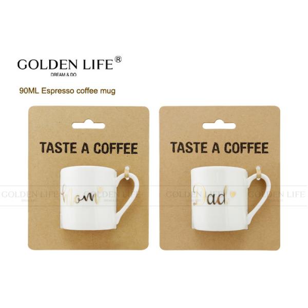 Buy New Bone China Material Ceramic Coffee Mugs 90cc Durable With Mon / Dad Design at wholesale prices