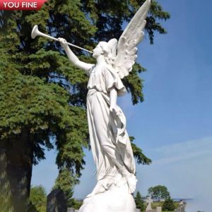 China Outdoor Garden Lifesize Marble White Angel Statue on sale