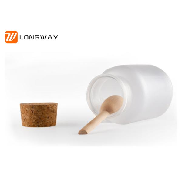 Frosted Plastic Cosmetic Jars ABS Bath Salt Bottles With Wooden Spoon / Plug