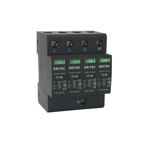 BR-40 Type 2 Black Surge Arrester Protection Device 3P+1 IP20 Lightning Thunder Protector