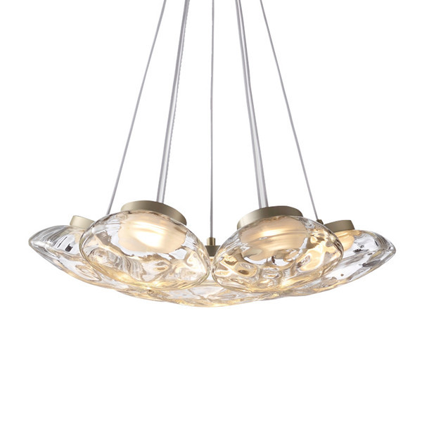 Buy Painted Golden LED Wave Pattern Iron Glass Pendant Light Modern at wholesale prices