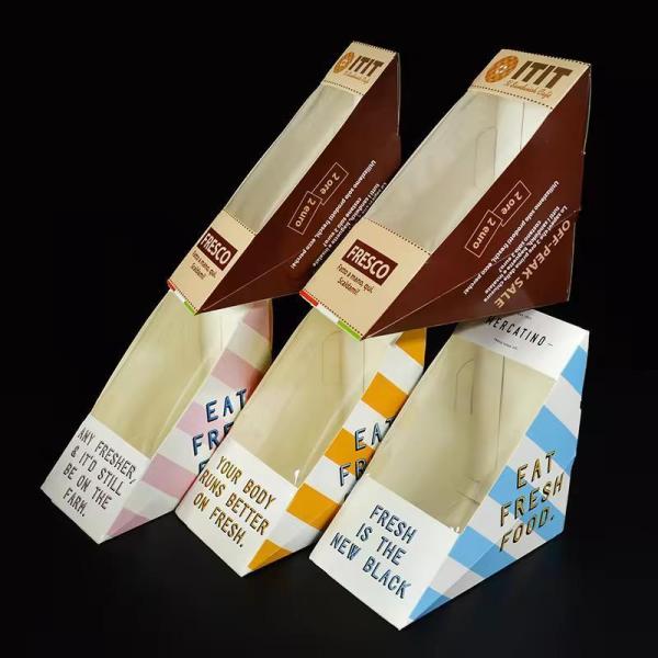 US Custom Triangular Shape Kraft Paper Sandwich Food Packaging Container Box Without Lid