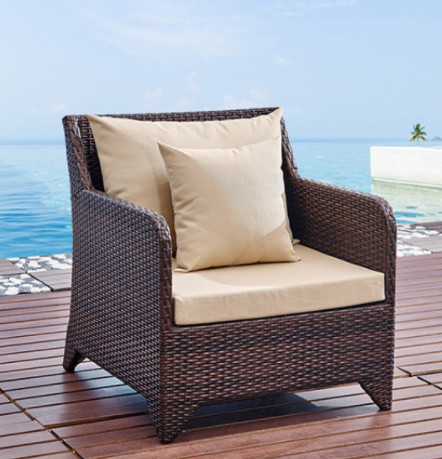 Single Rattan Garden Sofa Chair Waterproof Nordic Modern Terrace Combination