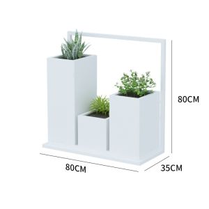 Garden white large outdoor flower pots stand and planters set