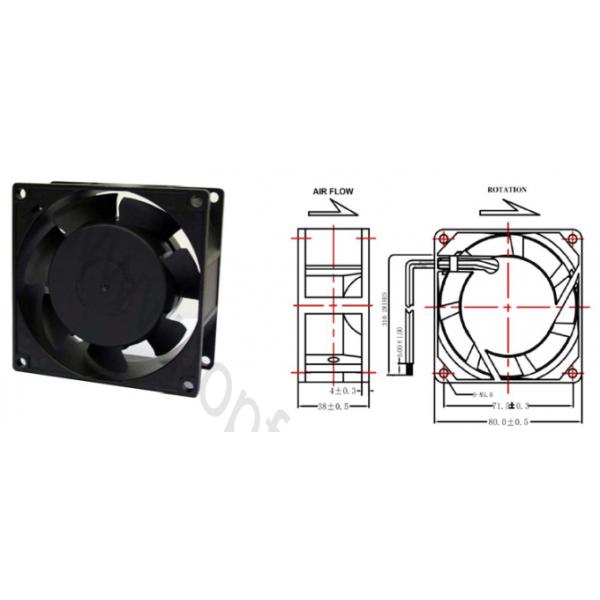 Brushless Cooling EC Axial Fan 100V / 110V / 120V / 200V / 220V / 240V 80mm x 80mm x 38mm