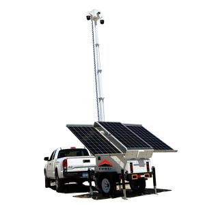 China Solar security trailer with 7m electric mast for construction sites on sale