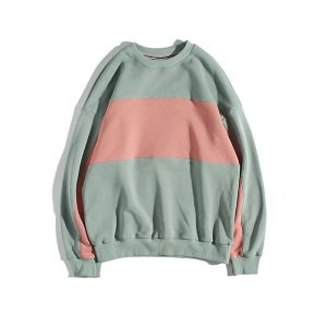 Custom Splicing Cotton Mens Crew Neck Sweatshirts / Trendy Oversized Sweatshirts