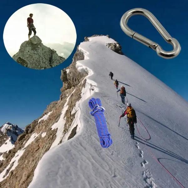 Water Treatment 8mm Stainless 304/316 Outdoor Chain Safety Spring Clip Carabiner Snap Hook OEM