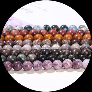 Round Shape Gems Bead Various Colors Wood Pattern Loose Bead Strands Perfect for
