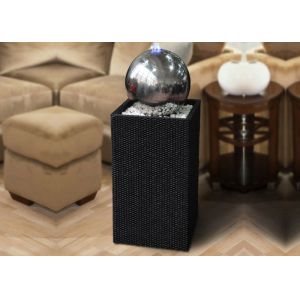 Quality 34 Inch Contemporary Lighted Stainless Steel Ball Water Feature for sale