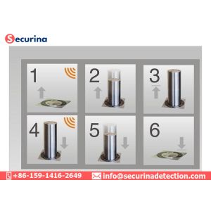 600mm Height Electric Rising Bollards , Hydraulic Bollard System 304 Stainless
