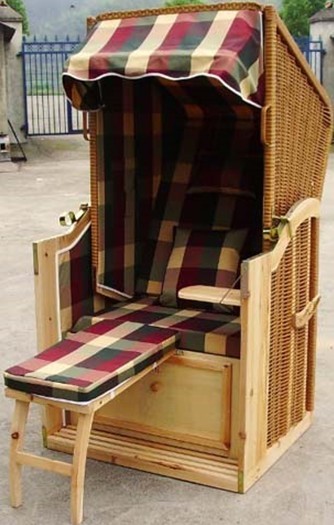 Buy Holiday Roofed Wicker Beach Chair , Wood Rattan Beach Basket at wholesale prices