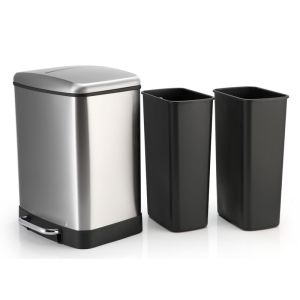 Smudge Resistant 6.34 Gallon Steel Trash Can With Lid