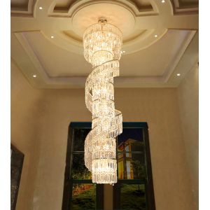 Luxury crystal chandelier duplex building hollow living room lamp large