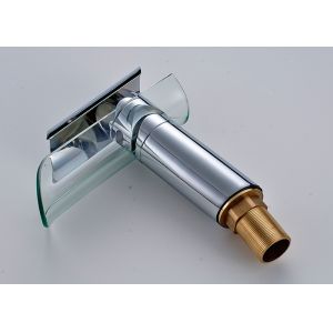 Glass Waterfall Spout Brass Bathroom Faucet ROVATE Stainless Steel Handle