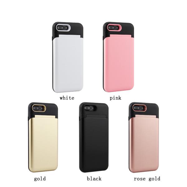 TPU PC 2 in 1 pink card slot phone case with a mirror for iphone X 6splus 7plus