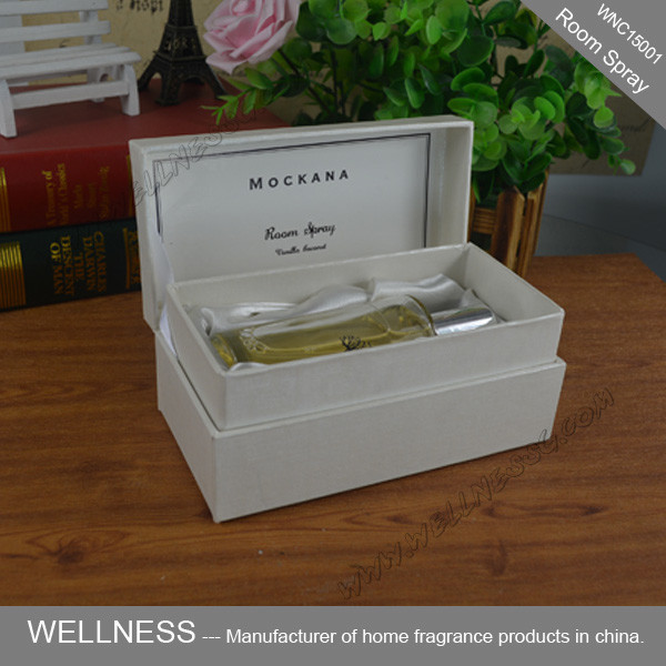 Buy Beautiful Smelling Room Fragrance Spray In Clear Square Glass Bottle at wholesale prices