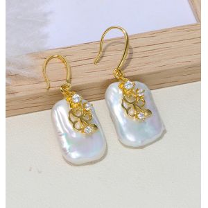 Women Natural Baroque Pearl Necklace Earring Classic Weddings Jewelry Chains