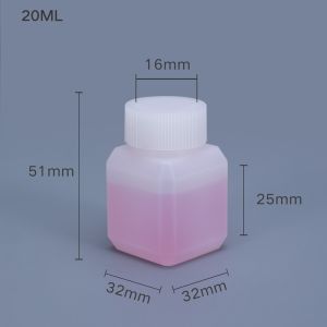 20ml Narrow Neck Square Bottle for industrial laboratories